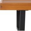 SAFAVIEH Outdoor Patio Furniture Heather Natural Brown Solid Wood & White Legs 60-inch Steel Bench(Natural/Black)