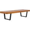SAFAVIEH Outdoor Patio Furniture Heather Natural Brown Solid Wood & White Legs 60-inch Steel Bench(Natural/Black)