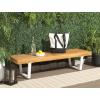 SAFAVIEH Outdoor Patio Furniture Heather Natural Brown Solid Wood & White Legs 60-inch Steel Bench(Natural/White)