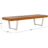 SAFAVIEH Outdoor Patio Furniture Heather Natural Brown Solid Wood & White Legs 60-inch Steel Bench(Natural/White)