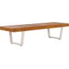 SAFAVIEH Outdoor Patio Furniture Heather Natural Brown Solid Wood & White Legs 60-inch Steel Bench(Natural/White)