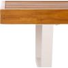 SAFAVIEH Outdoor Patio Furniture Heather Natural Brown Solid Wood & White Legs 60-inch Steel Bench(Natural/White)