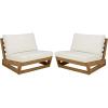 SAFAVIEH Outdoor – Duncan Chair Set of 2 – Natural & Beige Solid Wood – Weather Resistant – Ideal for Patio, Deck, Backyard, 32.68″ W x 34″ D x 24.4″ H (PAT7336A-SET2)(Natural/Beige)