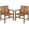 SAFAVIEH Outdoor – Mika Chair Set of 2 – Natural Solid Wood – Weather Resistant – Ideal for Patio, Deck, Backyard, 25.8″ W x 23.35″ D x 34.65″ H (PAT7335A-SET2)(Natural)