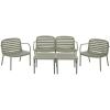 SAFAVIEH Outdoor – Thompson Conversation Set – Green – 5-Piece Patio Set with Bench, 2 Chairs & Modular Coffee Tables – Weather Resistant – Ideal for Deck, Porch, Backyard (PAT4706D)(Green)