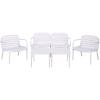 SAFAVIEH Outdoor – Thompson Conversation Set – Green – 5-Piece Patio Set with Bench, 2 Chairs & Modular Coffee Tables – Weather Resistant – Ideal for Deck, Porch, Backyard (PAT4706D)(White)