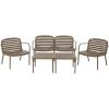SAFAVIEH Outdoor – Thompson Conversation Set – Green – 5-Piece Patio Set with Bench, 2 Chairs & Modular Coffee Tables – Weather Resistant – Ideal for Deck, Porch, Backyard (PAT4706D)(Beige)
