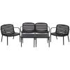 SAFAVIEH Outdoor – Thompson Conversation Set – Green – 5-Piece Patio Set with Bench, 2 Chairs & Modular Coffee Tables – Weather Resistant – Ideal for Deck, Porch, Backyard (PAT4706D)(Black)