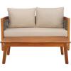 SAFAVIEH Outdoor Collection Amanda Natural Acacia Solid Wood/Taupe Cushion Bench & Table Set