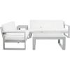 SAFAVIEH Outdoor Collection Catryn Grey/Beige Cushion Solid Wood 4-Piece Conversation Patio Set(Grey/Beige)