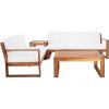 SAFAVIEH Outdoor Collection Catryn Grey/Beige Cushion Solid Wood 4-Piece Conversation Patio Set(Natural/Beige)