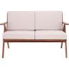 SAFAVIEH Outdoor Collection Dryad Mid-Century Modern Natural/Light Grey Solid Wood Bench with Cushion, Ideal for Deck, Patio, Garden, Backyard, Sunroom
