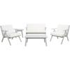 SAFAVIEH Outdoor Collection Dryad Natural/Light Grey Cushion Solid Wood 5-Piece Conversation Patio Set(Grey/Beige)