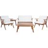 SAFAVIEH Outdoor Collection Dryad Natural/Light Grey Cushion Solid Wood 5-Piece Conversation Patio Set(Natural/Beige)