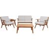 SAFAVIEH Outdoor Collection Dryad Natural/Light Grey Cushion Solid Wood 5-Piece Conversation Patio Set(Natural/Light Grey)
