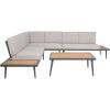 SAFAVIEH Outdoor Collection Guthrie Natural/Light Grey Solid Wood Corner Conversation Patio Set(Natural/Light Grey)