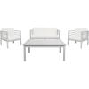 SAFAVIEH Outdoor Collection Kinnell Grey/Beige Cushion Solid Wood 4-Piece Conversation Patio Set(Grey/Beige)