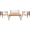 SAFAVIEH Outdoor Collection Kinnell Grey/Beige Cushion Solid Wood 4-Piece Conversation Patio Set(Natural/Beige)