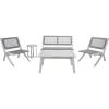 SAFAVIEH Outdoor Collection Kobina Natural/Natural Rope Solid Wood 5-Piece Conversation Patio Set(Grey/Grey)