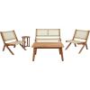 SAFAVIEH Outdoor Collection Kobina Natural/Natural Rope Solid Wood 5-Piece Conversation Patio Set(Natural/Natural)