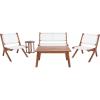 SAFAVIEH Outdoor Collection Kobina Natural/Natural Rope Solid Wood 5-Piece Conversation Patio Set(Natural/White)