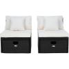 SAFAVIEH Outdoor Collection Pramla Black/Light Grey Cushion Settee & Ottoman (Fully Assembled) – Set of 2(Black / Beige)