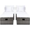 SAFAVIEH Outdoor Collection Pramla Black/Light Grey Cushion Settee & Ottoman (Fully Assembled) – Set of 2(Grey Brown / White)