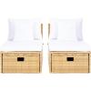 SAFAVIEH Outdoor Collection Pramla Black/Light Grey Cushion Settee & Ottoman (Fully Assembled) – Set of 2(Natural / White)