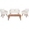 SAFAVIEH Outdoor Collection Velso Beige/Beige/Natural Solid Wood 4-Piece Conversation Patio Set(Beige/Beige)