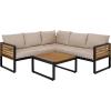 SAFAVIEH Outdoor Patio Furniture Collection – Baker Corner Set, Black & Taupe, Steel Frame with Acacia Wood Accents, Cushioned Modern Sectional Sofa with Table for Patio, Deck, or Backyard (PAT7757A)(Black/Taupe)