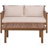 SAFAVIEH Outdoor Patio Furniture Collection – Cardori Teak & Cream Solid Wood Bench with Cushions and Coffee Table Set, 2-Piece Patio Seating Ensemble (PAT6808A)(Teak Brown/Cream)