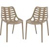 SAFAVIEH Outdoor Patio Furniture Collection – Fufa Beige Dining Chair Set of 2, Fully Assembled Outdoor Chairs, Modern Open-Back Design, Weather-Resistant Patio Seating (PAT4700B-SET2)(Beige)