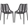 SAFAVIEH Outdoor Patio Furniture Collection – Fufa Beige Dining Chair Set of 2, Fully Assembled Outdoor Chairs, Modern Open-Back Design, Weather-Resistant Patio Seating (PAT4700B-SET2)(Black)