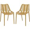 SAFAVIEH Outdoor Patio Furniture Collection – Fufa Beige Dining Chair Set of 2, Fully Assembled Outdoor Chairs, Modern Open-Back Design, Weather-Resistant Patio Seating (PAT4700B-SET2)(Yellow)