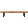 SAFAVIEH Outdoor Patio Furniture Collection – Heather Natural Brown Solid Wood Patio Bench with White Steel Legs, 72-Inch Modern Outdoor Seating for Garden, Porch or Patio (PAT7327A)(Natural/Black)