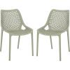 SAFAVIEH Outdoor Patio Furniture Collection – Leila White Dining Chair Set of 2, Fully Assembled Outdoor Chairs, Modern Lattice Design, Weather-Resistant Patio Seating (PAT4701C-SET2)(Green)