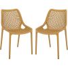 SAFAVIEH Outdoor Patio Furniture Collection – Leila White Dining Chair Set of 2, Fully Assembled Outdoor Chairs, Modern Lattice Design, Weather-Resistant Patio Seating (PAT4701C-SET2)(Yellow)
