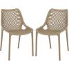 SAFAVIEH Outdoor Patio Furniture Collection – Leila White Dining Chair Set of 2, Fully Assembled Outdoor Chairs, Modern Lattice Design, Weather-Resistant Patio Seating (PAT4701C-SET2)(Beige)