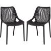 SAFAVIEH Outdoor Patio Furniture Collection – Leila White Dining Chair Set of 2, Fully Assembled Outdoor Chairs, Modern Lattice Design, Weather-Resistant Patio Seating (PAT4701C-SET2)(Black)
