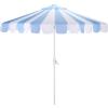 SAFAVIEH Outdoor Patio Furniture Collection – Meze 9 Ft Crank Patio Umbrella, Baby Blue Stripe & White Pole, Market Umbrella with Crank Lift (PAT8023U)(Baby Blue Striped/White)