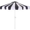 SAFAVIEH Outdoor Patio Furniture Collection – Meze 9 Ft Crank Patio Umbrella, Baby Blue Stripe & White Pole, Market Umbrella with Crank Lift (PAT8023U)(Black Striped/White)