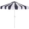 SAFAVIEH Outdoor Patio Furniture Collection – Meze 9 Ft Crank Patio Umbrella, Baby Blue Stripe & White Pole, Market Umbrella with Crank Lift (PAT8023U)(Navy Striped/White)