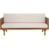 SAFAVIEH Outdoor Patio Furniture Collection – Napoli Brown & Cream 3-Seater Wooden Bench with Cushions, Modern Slatted Design (PAT6804A)(Teak Brown/Cream)