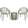 SAFAVIEH Outdoor Patio Furniture Collection – Otto Green & Black Rattan 3-Piece Bistro Set with 2 Chairs and Accent Table (PAT7549B)(Green/Black)