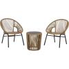 SAFAVIEH Outdoor Patio Furniture Collection – Otto Green & Black Rattan 3-Piece Bistro Set with 2 Chairs and Accent Table (PAT7549B)(Natural/Black)