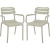 SAFAVIEH Outdoor Patio Furniture Collection – Sarah Green Stacking Dining Armchair Set of 2, Fully Assembled Outdoor Chairs, Modern Slatted Design, Weather-Resistant Patio Seating (PAT4703D-SET2)(Green)