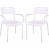 SAFAVIEH Outdoor Patio Furniture Collection – Sarah Green Stacking Dining Armchair Set of 2, Fully Assembled Outdoor Chairs, Modern Slatted Design, Weather-Resistant Patio Seating (PAT4703D-SET2)(White)