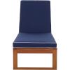 SAFAVIEH Outdoor Patio Furniture Collection – Sophie Natural Brown Solid Wood Chaise Lounge Chair, Adjustable Reclining, Hunter Green Stripe Cushion (PAT7101H)(Natural/Navy)