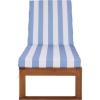 SAFAVIEH Outdoor Patio Furniture Collection – Sophie Natural Brown Solid Wood Chaise Lounge Chair, Adjustable Reclining, Hunter Green Stripe Cushion (PAT7101H)(Natural/Baby Blue Stripe)