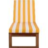 SAFAVIEH Outdoor Patio Furniture Collection – Sophie Natural Brown Solid Wood Chaise Lounge Chair, Adjustable Reclining, Hunter Green Stripe Cushion (PAT7101H)(Natural/Yellow Stripe)